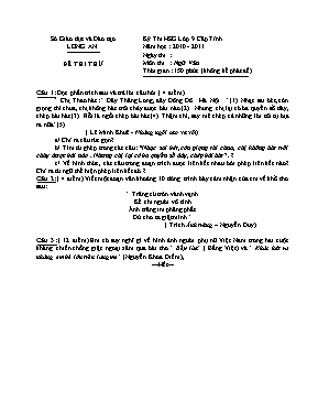 Đề thi thử chọn học sinh giỏi cấp tỉnh môn Ngữ văn Lớp 9 năm 2011 - Sở GD & ĐT Long An (Có đáp án)